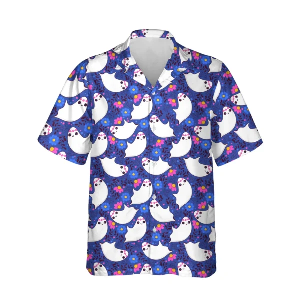 custom face logo halloween ghost hawaiian shirt boo ghost party shirt design