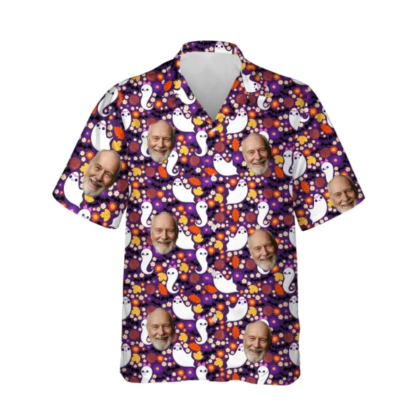 custom face logo halloween ghost hawaiian shirt cute ghost aloha shirt 1