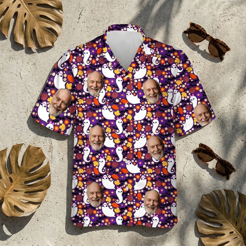 custom face logo halloween ghost hawaiian shirt cute ghost aloha shirt 4 custom face logo halloween ghost hawaiian shirt cute ghost aloha shirt 4