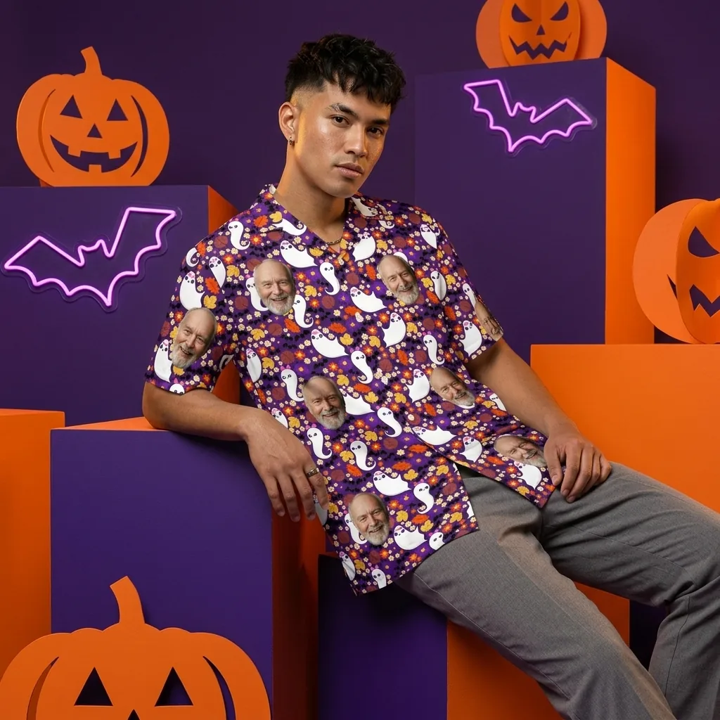 custom face logo halloween ghost hawaiian shirt cute ghost aloha shirt 5 custom face logo halloween ghost hawaiian shirt cute ghost aloha shirt 5