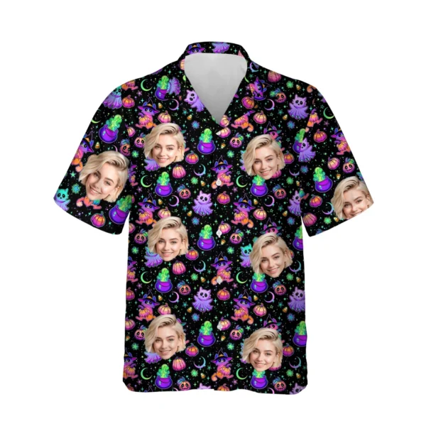 custom face logo halloween ghost hawaiian shirt floral ghost shirt for 1