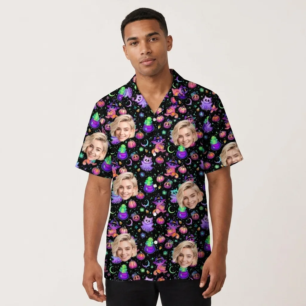 custom face logo halloween ghost hawaiian shirt floral ghost shirt for 2 custom face logo halloween ghost hawaiian shirt floral ghost shirt for 2
