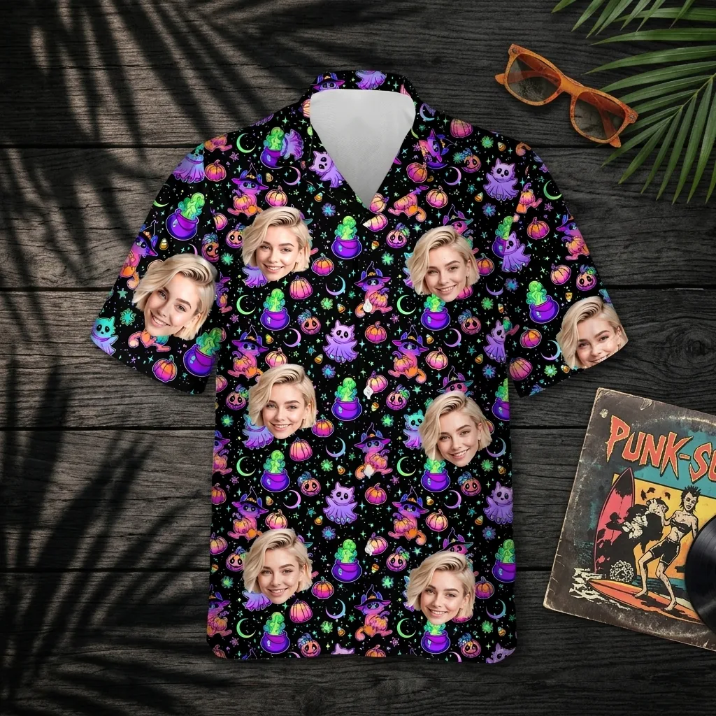 custom face logo halloween ghost hawaiian shirt floral ghost shirt for 4 custom face logo halloween ghost hawaiian shirt floral ghost shirt for 4