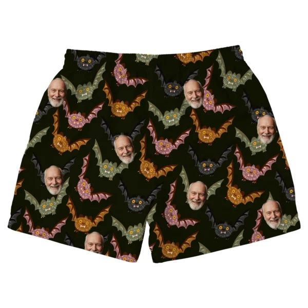 custom face logo halloween gothic bat beach shorts summer pool party c 1