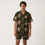 custom face logo halloween gothic bat hawaiian shirt and shorts set co design