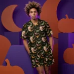 custom face logo halloween gothic bat hawaiian shirt and shorts set co design