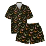 custom face logo halloween gothic bat hawaiian shirt and shorts set co design
