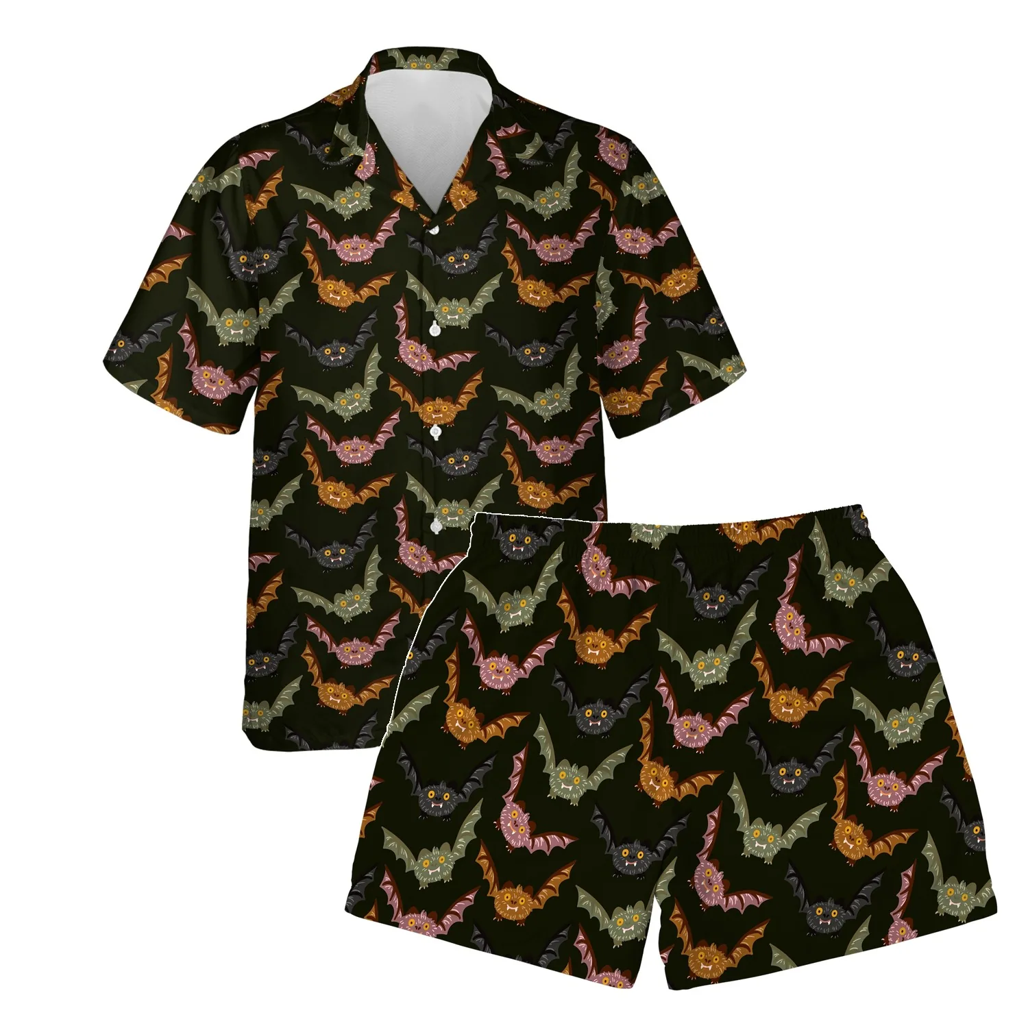 custom face logo halloween gothic bat hawaiian shirt and shorts set co design custom face logo halloween gothic bat hawaiian shirt and shorts set co design
