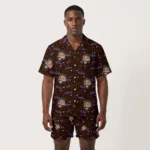 custom face logo halloween gothic bat hawaiian shirt and shorts set ma design