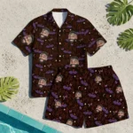 custom face logo halloween gothic bat hawaiian shirt and shorts set ma design