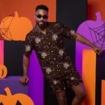 custom face logo halloween gothic bat hawaiian shirt and shorts set ma design
