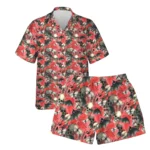 custom face logo halloween gothic bat hawaiian shirt and shorts set ma design 1