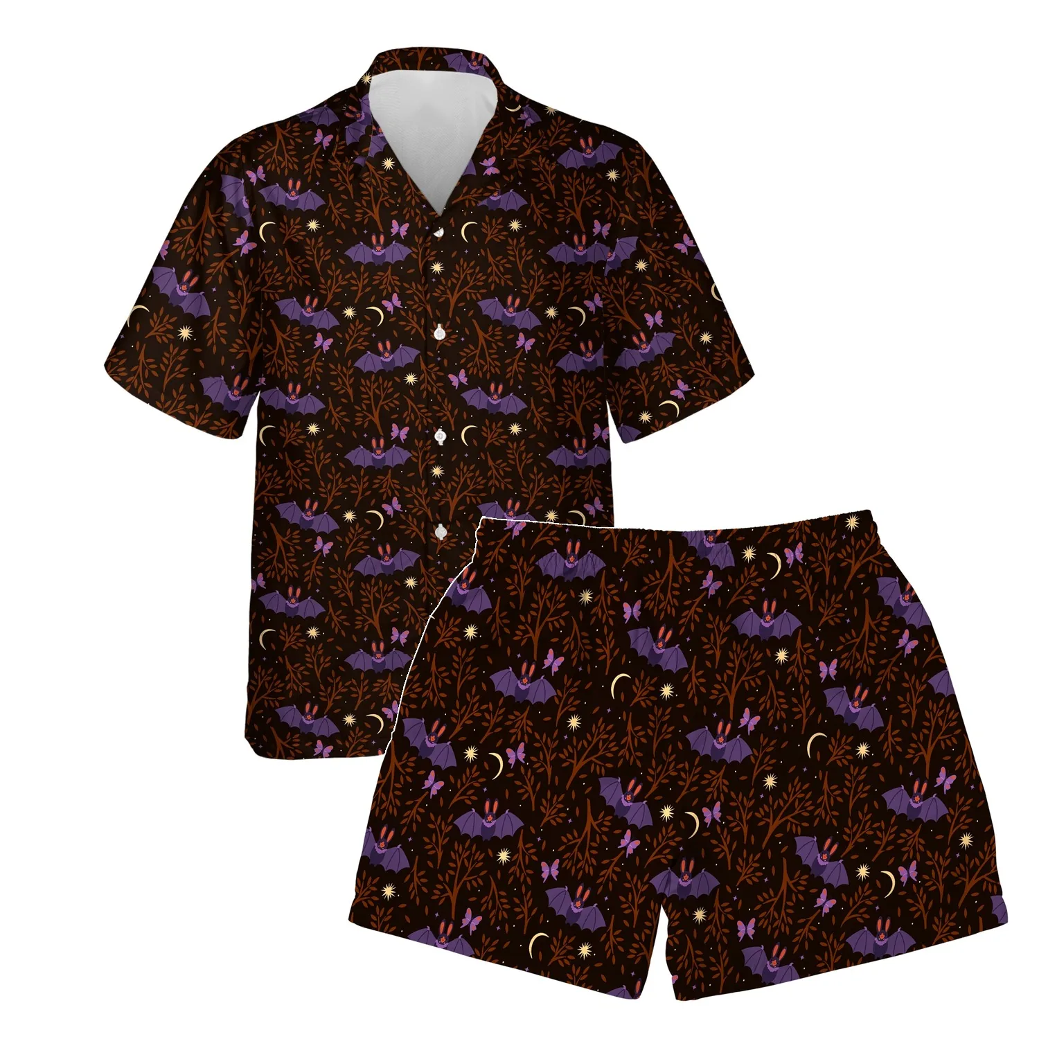 custom face logo halloween gothic bat hawaiian shirt and shorts set ma design custom face logo halloween gothic bat hawaiian shirt and shorts set ma design