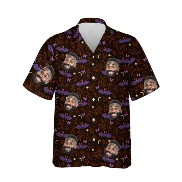 custom face logo halloween gothic bat hawaiian shirt gothic halloween 1