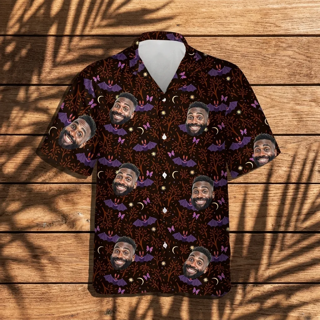 custom face logo halloween gothic bat hawaiian shirt gothic halloween 4 custom face logo halloween gothic bat hawaiian shirt gothic halloween 4