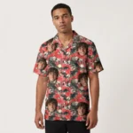 custom face logo halloween gothic bat hawaiian shirt spooky bat aloha design
