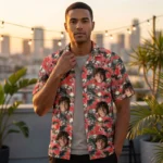 custom face logo halloween gothic bat hawaiian shirt spooky bat aloha design