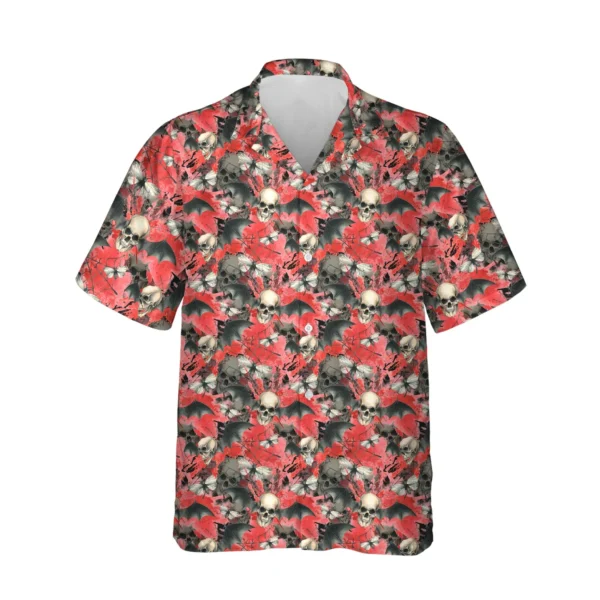 custom face logo halloween gothic bat hawaiian shirt spooky bat aloha design