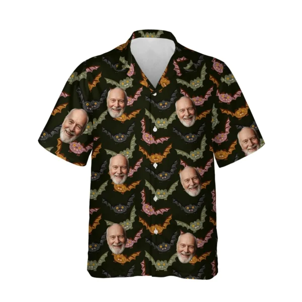 custom face logo halloween gothic bat hawaiian shirt vampire night shi 1 1