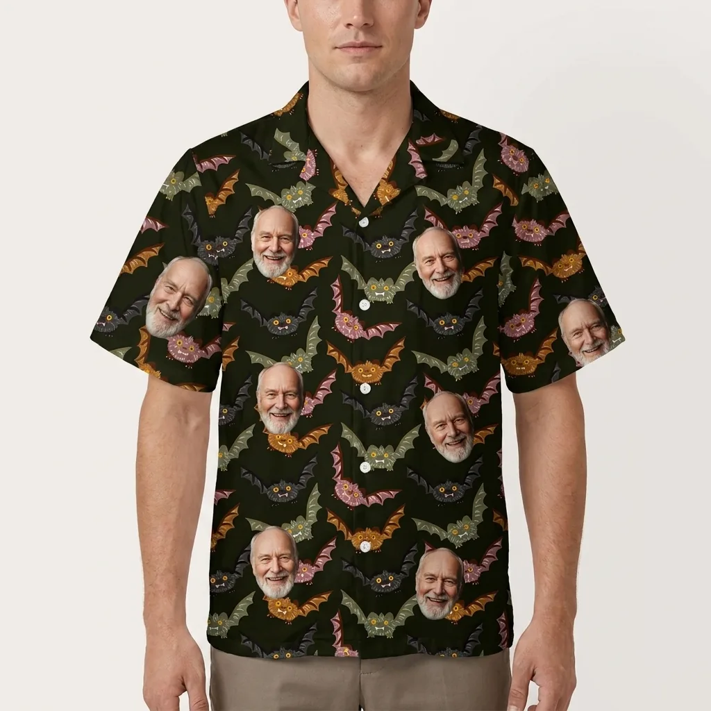 custom face logo halloween gothic bat hawaiian shirt vampire night shi 2 1 custom face logo halloween gothic bat hawaiian shirt vampire night shi 2 1