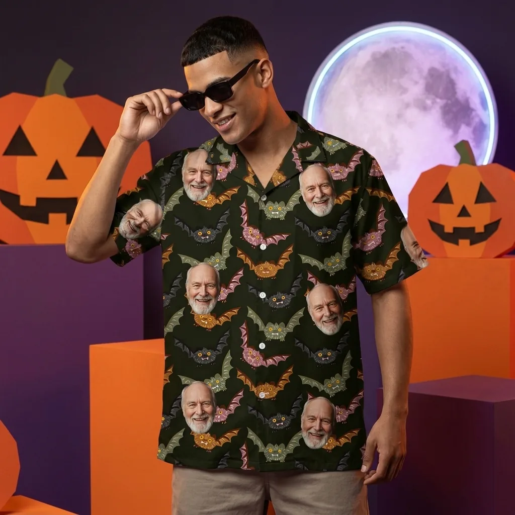 custom face logo halloween gothic bat hawaiian shirt vampire night shi 5 1 custom face logo halloween gothic bat hawaiian shirt vampire night shi 5 1
