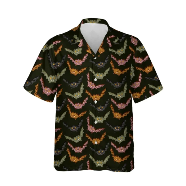 custom face logo halloween gothic bat hawaiian shirt vampire night shi design