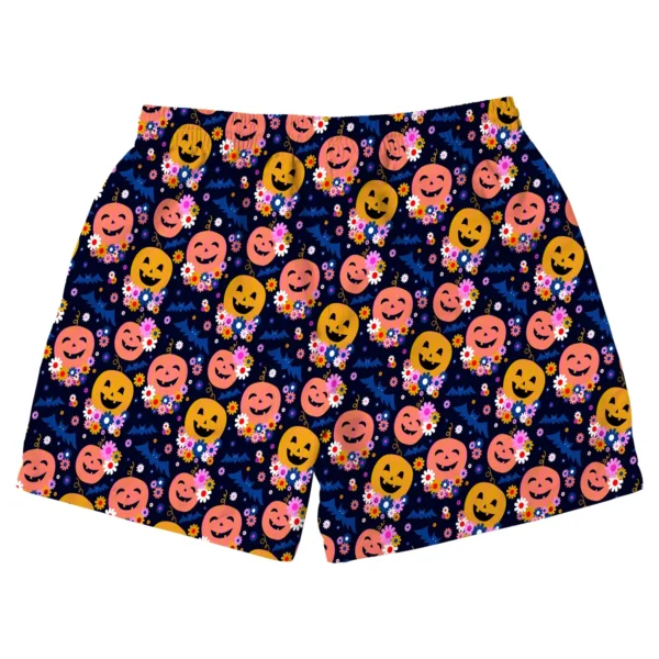 custom face logo halloween pumpkin beach shorts funny personalized swi design