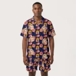 custom face logo halloween pumpkin hawaiian shirt and shorts set compl design
