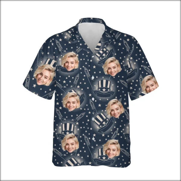 Custom Face & Logo Party USA Hawaiian Shirt | Patriotic Independence Day Gift for Men & Women