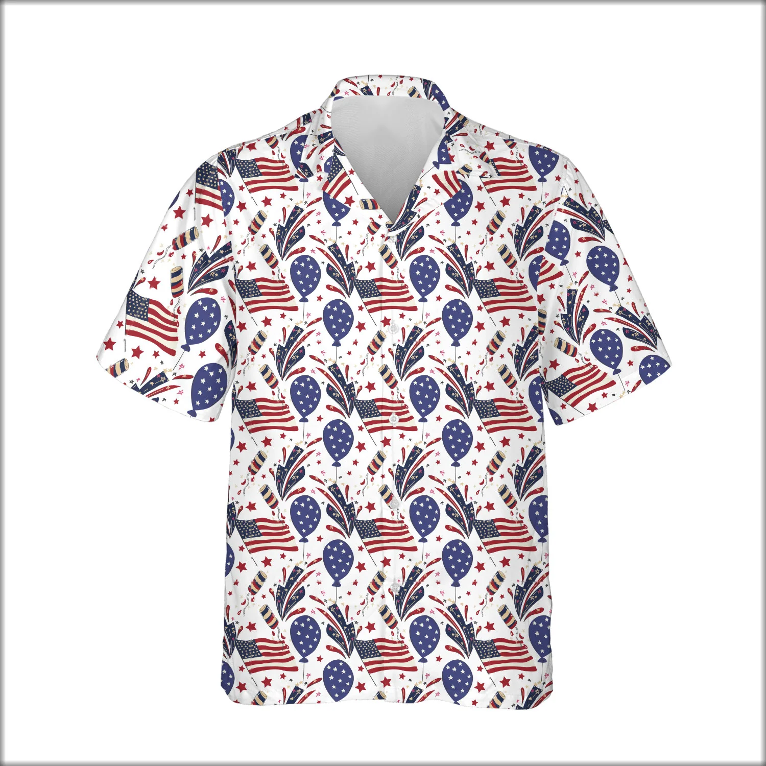 Custom Face & Logo Party USA Hawaiian Shirt | Patriotic Independence Day Gift for Men & Women - view 2 Custom Face & Logo Party USA Hawaiian Shirt | Patriotic Independence Day Gift for Men & Women - view 2