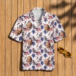Custom Face & Logo Party USA Hawaiian Shirt | Patriotic Independence Day Gift for Men & Women