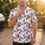 Custom Face & Logo Party USA Hawaiian Shirt | Patriotic Independence Day Gift for Men & Women