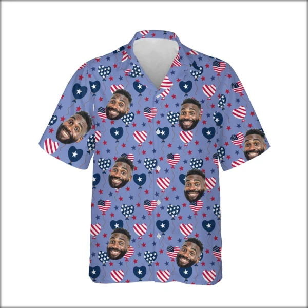 Custom Face & Logo Party USA Hawaiian Shirt | Perfect 4th of July & Patriotic Celebration