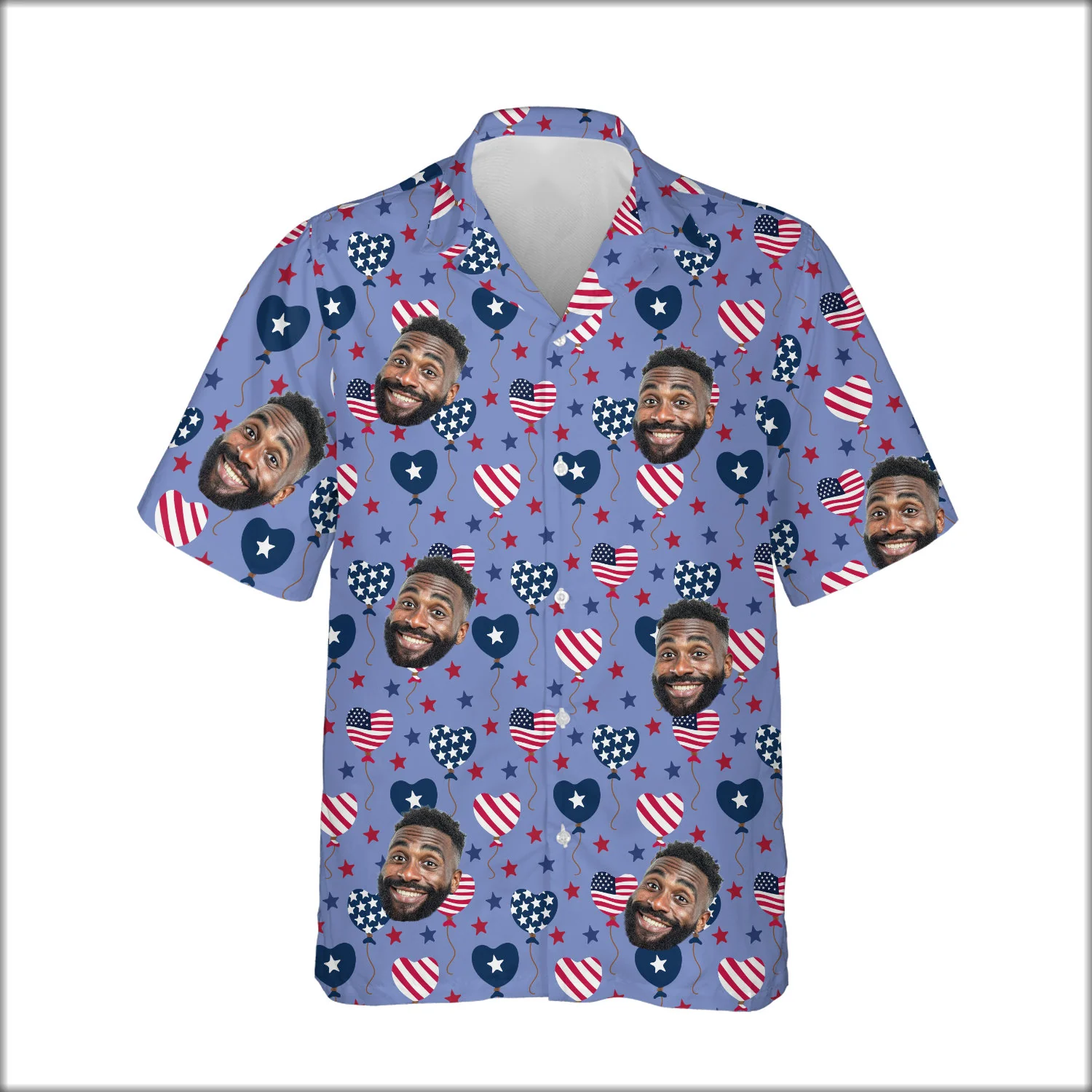 Custom Face & Logo Party USA Hawaiian Shirt | Perfect 4th of July & Patriotic Celebration Custom Face & Logo Party USA Hawaiian Shirt | Perfect 4th of July & Patriotic Celebration