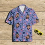 Custom Face & Logo Party USA Hawaiian Shirt | Perfect 4th of July & Patriotic Celebration