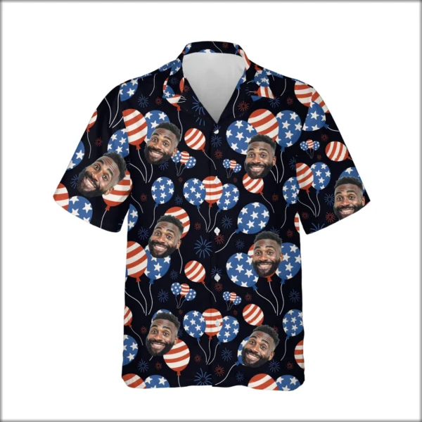 Custom Face & Logo Party USA Hawaiian Shirt | Perfect 4th of July & Patriotic Celebration