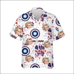 Custom Face & Logo Party USA Hawaiian Shirt | Red White & Blue Beach Shirt for BBQs & Parades