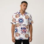 Custom Face & Logo Party USA Hawaiian Shirt | Red White & Blue Beach Shirt for BBQs & Parades