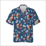 Custom Face & Logo Party USA Hawaiian Shirt | Star-Spangled Summer Shirt for Patriotic Crews