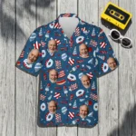 Custom Face & Logo Party USA Hawaiian Shirt | Star-Spangled Summer Shirt for Patriotic Crews