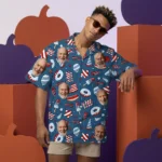 Custom Face & Logo Party USA Hawaiian Shirt | Star-Spangled Summer Shirt for Patriotic Crews
