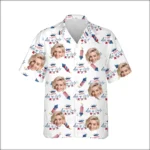 Custom Face & Logo Party USA Hawaiian Shirt | Star-Spangled Summer Shirt for Patriotic Crews