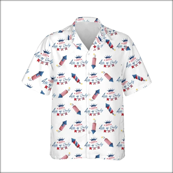 Custom Face & Logo Party USA Hawaiian Shirt | Star-Spangled Summer Shirt for Patriotic Crews - view 2
