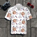 Custom Face & Logo Party USA Hawaiian Shirt | Star-Spangled Summer Shirt for Patriotic Crews
