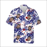 Custom Face & Logo Party USA Hawaiian Shirt | USA Flag Aloha Shirt for July 4th Parties