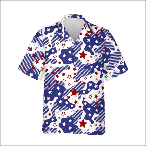 Custom Face & Logo Party USA Hawaiian Shirt | USA Flag Aloha Shirt for July 4th Parties - view 2