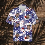 Custom Face & Logo Party USA Hawaiian Shirt | USA Flag Aloha Shirt for July 4th Parties