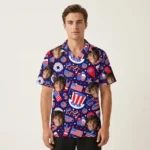 Custom Face & Logo Party USA Hawaiian Shirt | USA Flag Aloha Shirt for July 4th Parties