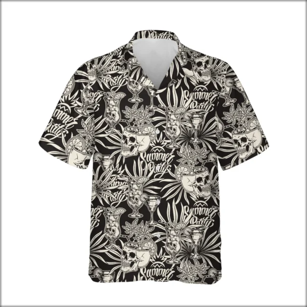 Custom Face & Logo Surf Skeleton Hawaiian Shirt | Gothic Surf Vibes Shirt for Men & Women - view 2