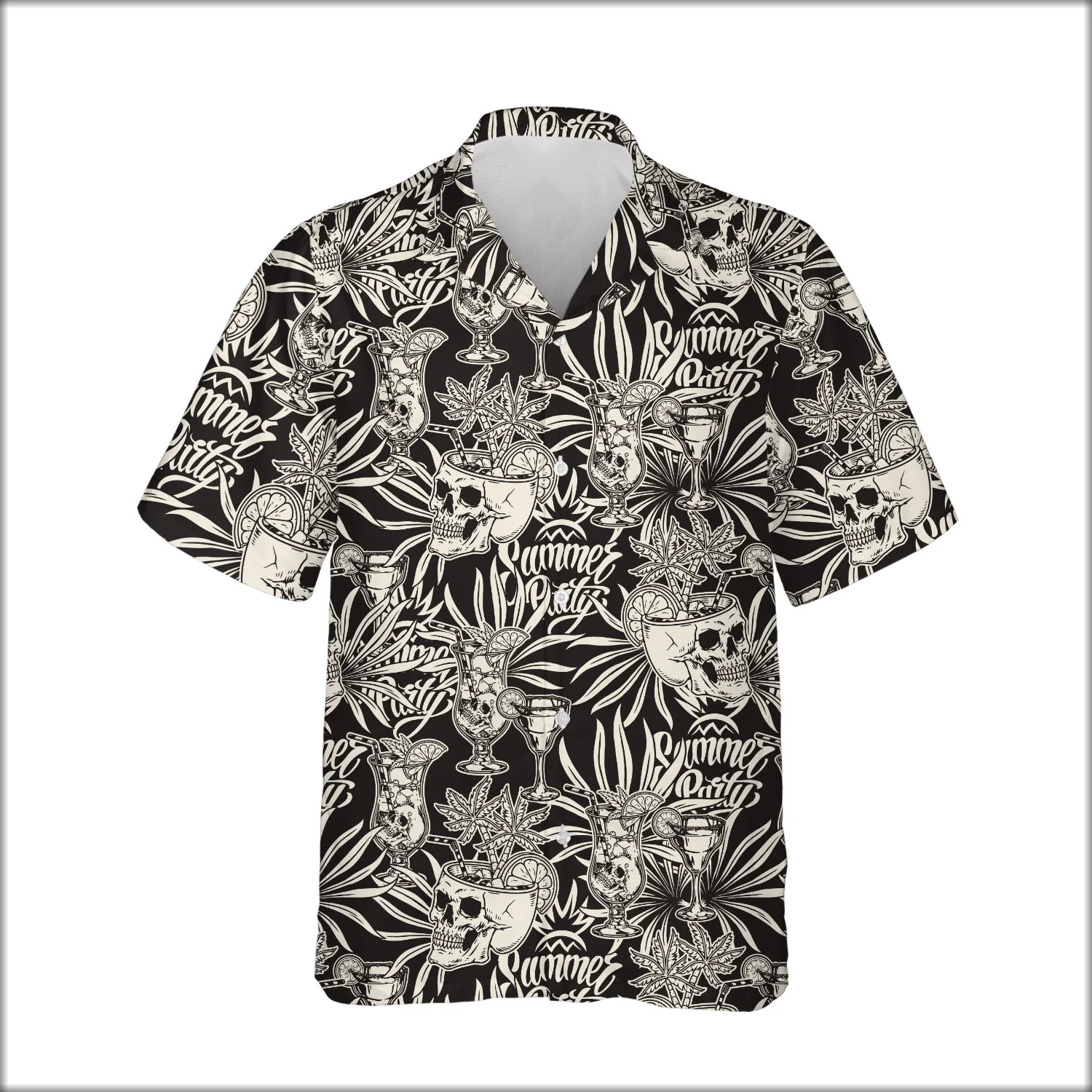 Custom Face & Logo Surf Skeleton Hawaiian Shirt | Gothic Surf Vibes Shirt for Men & Women - view 2 Custom Face & Logo Surf Skeleton Hawaiian Shirt | Gothic Surf Vibes Shirt for Men & Women - view 2